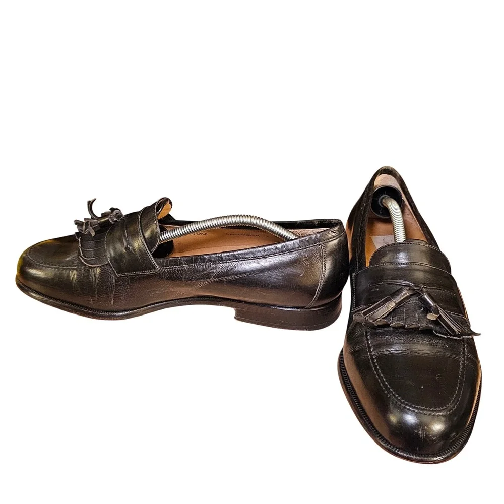 Mezlan Santander Black Leather Tassel Loafer Dress Shoes Men's Size‎ 9 Vintage